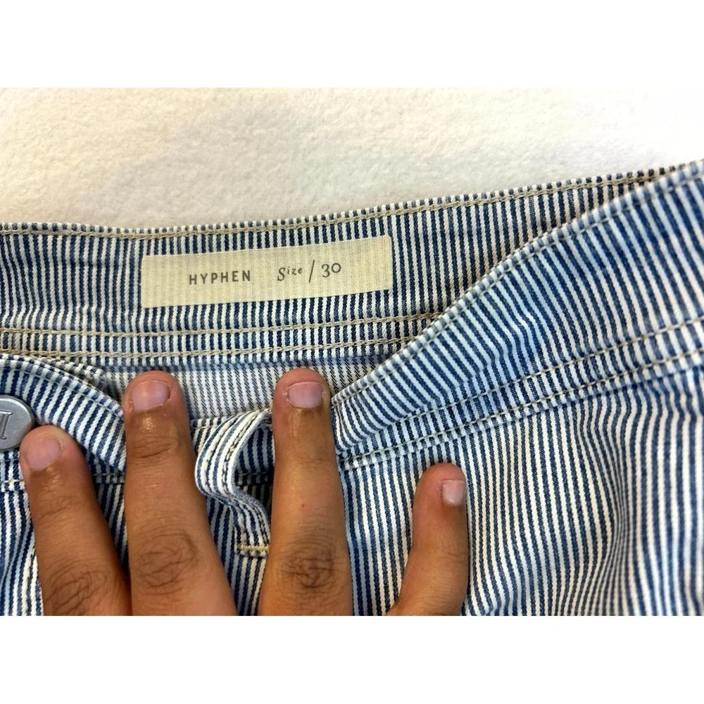 Anthro x Pilcro Blue White Railroad Stripe Anthropologie Hypen Shorts Womens 30 - Picture 3 of 16